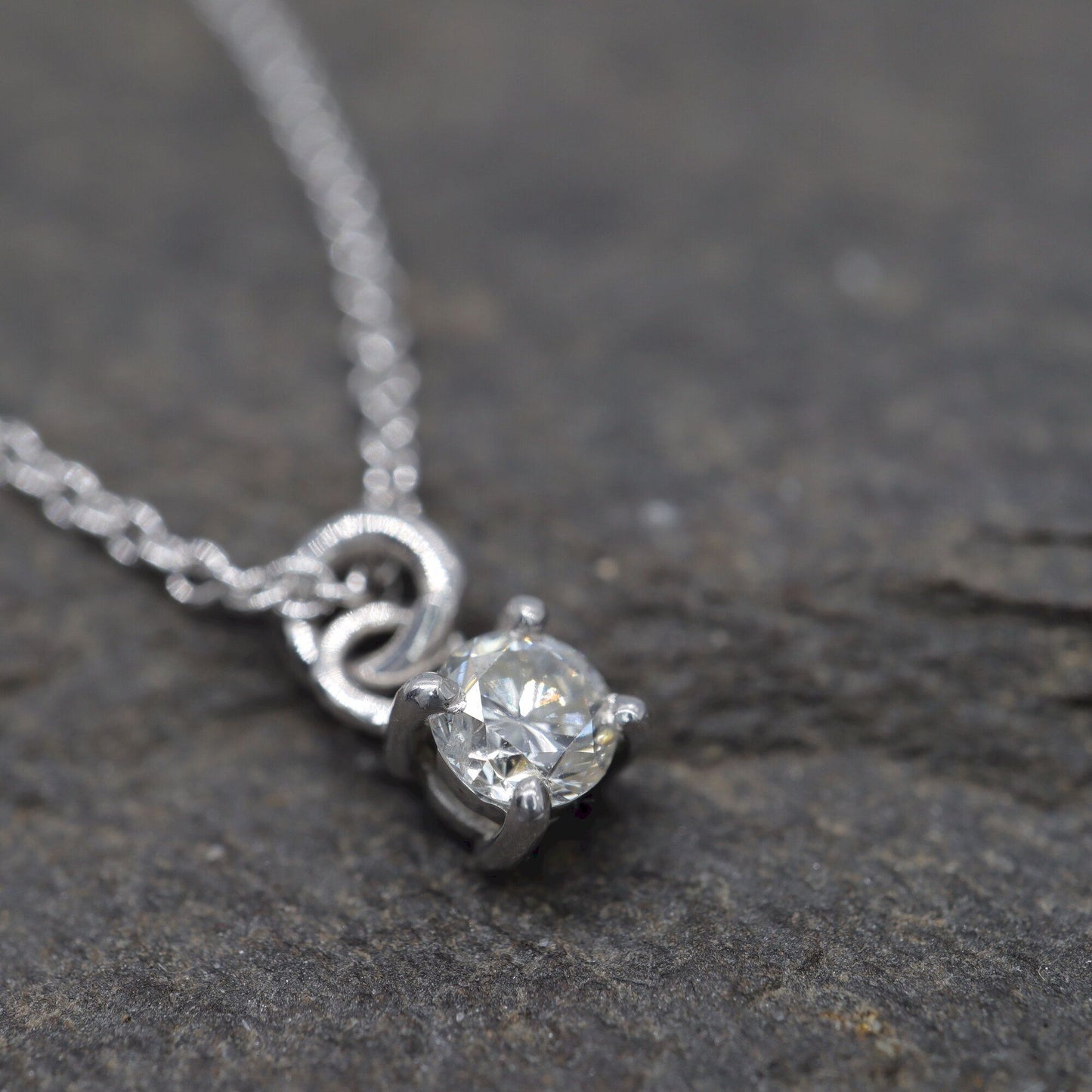 White gold large diamond pendant, classic claw set drop style