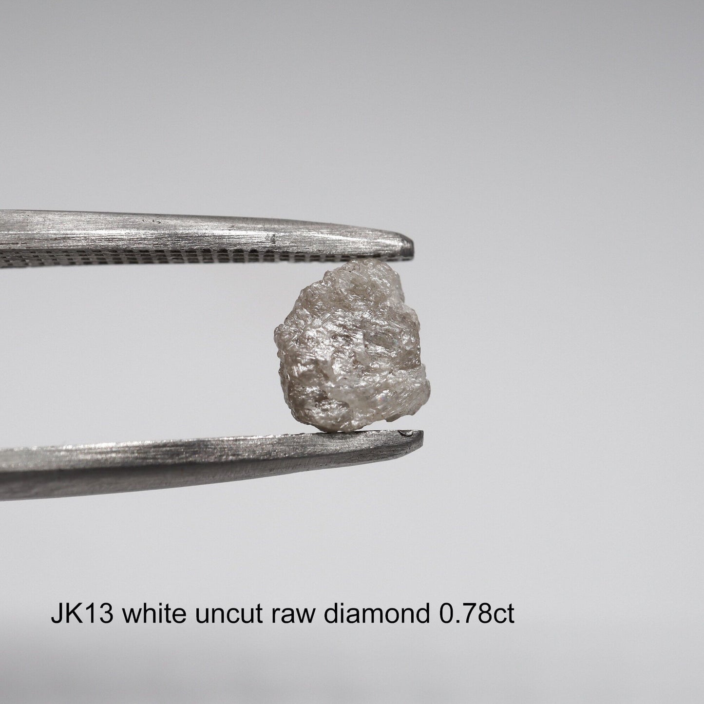 Uncut raw white diamond solitaire ring, 0.78ct. (JK13)