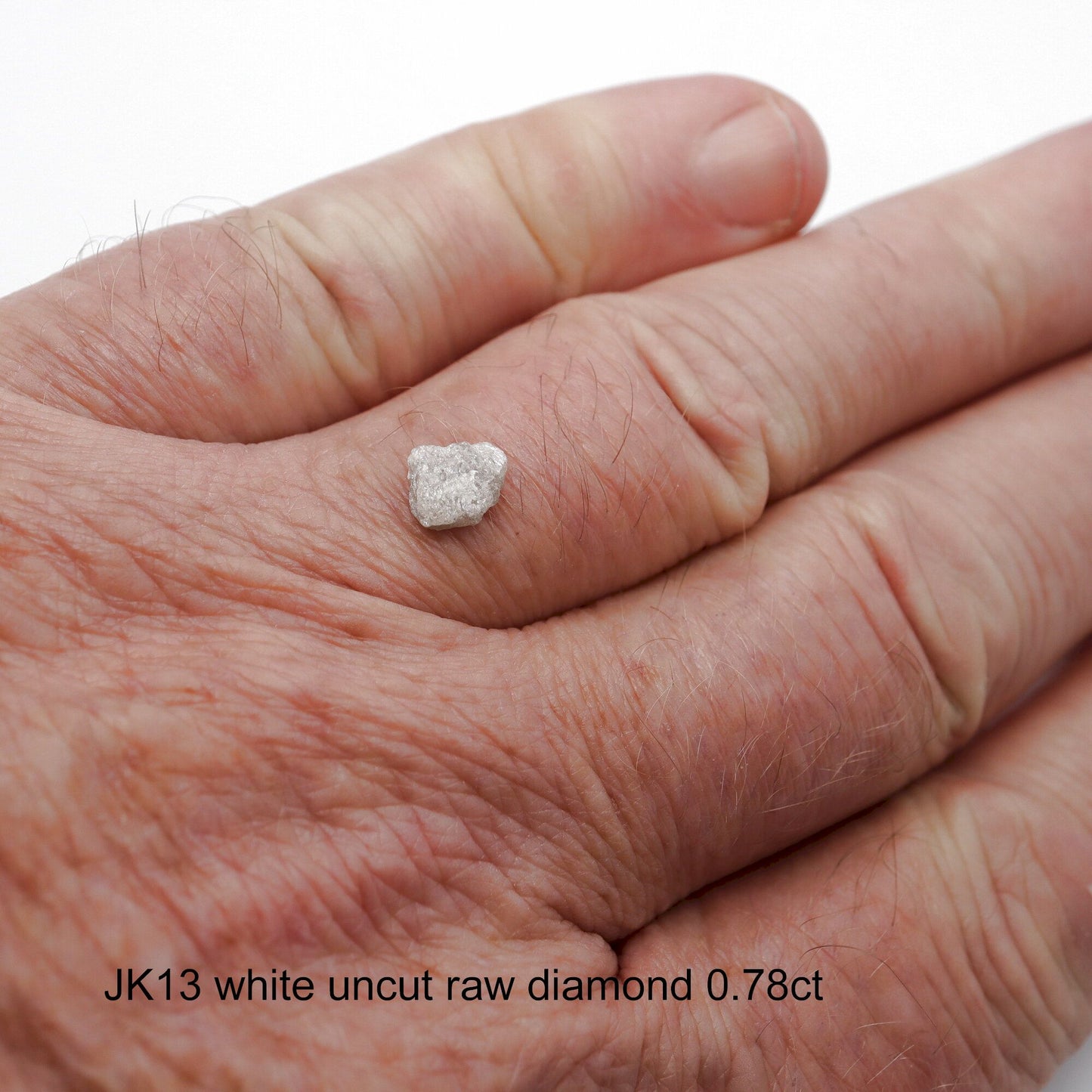Uncut raw white diamond solitaire ring, 0.78ct. (JK13)