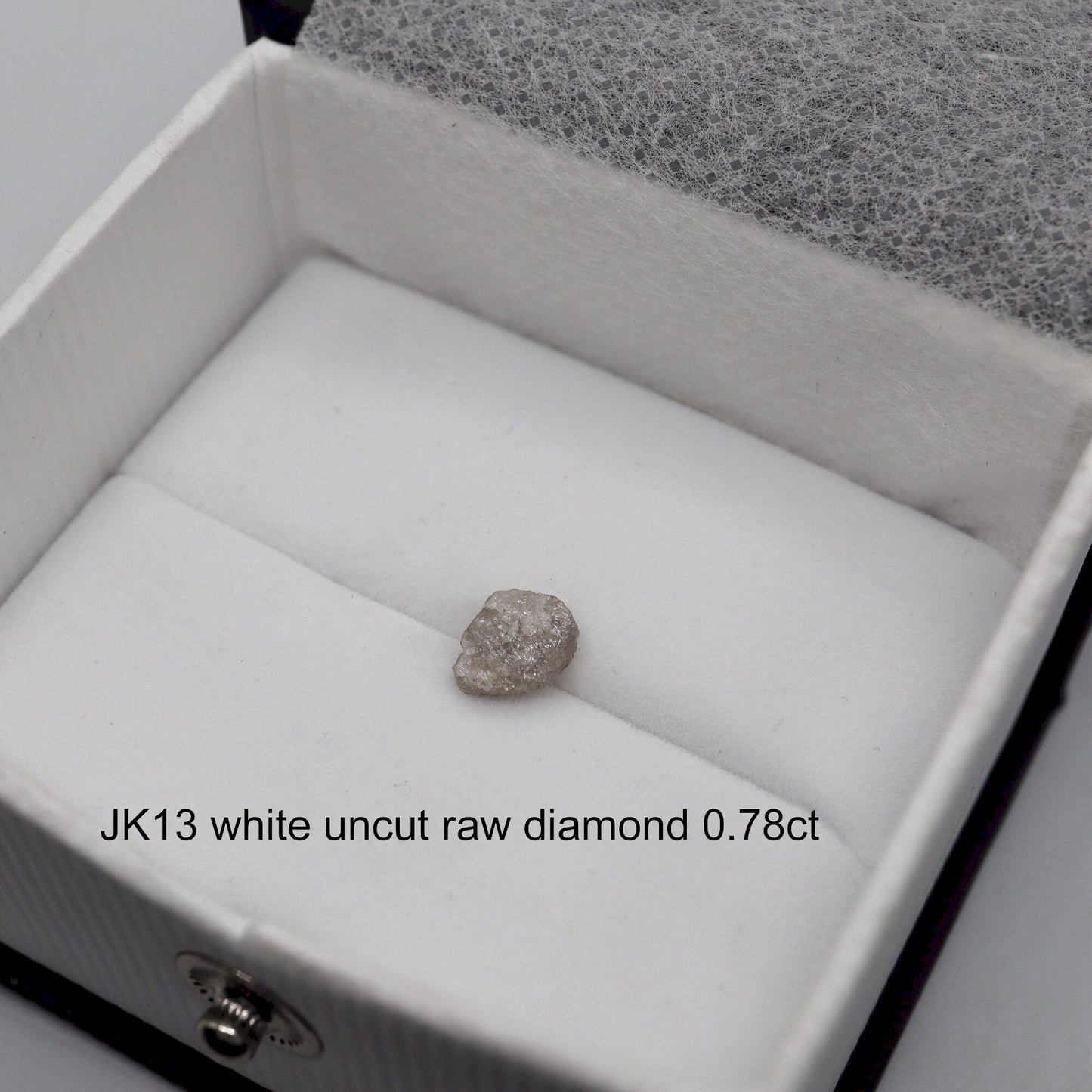 Uncut raw white diamond solitaire ring, 0.78ct. (JK13)