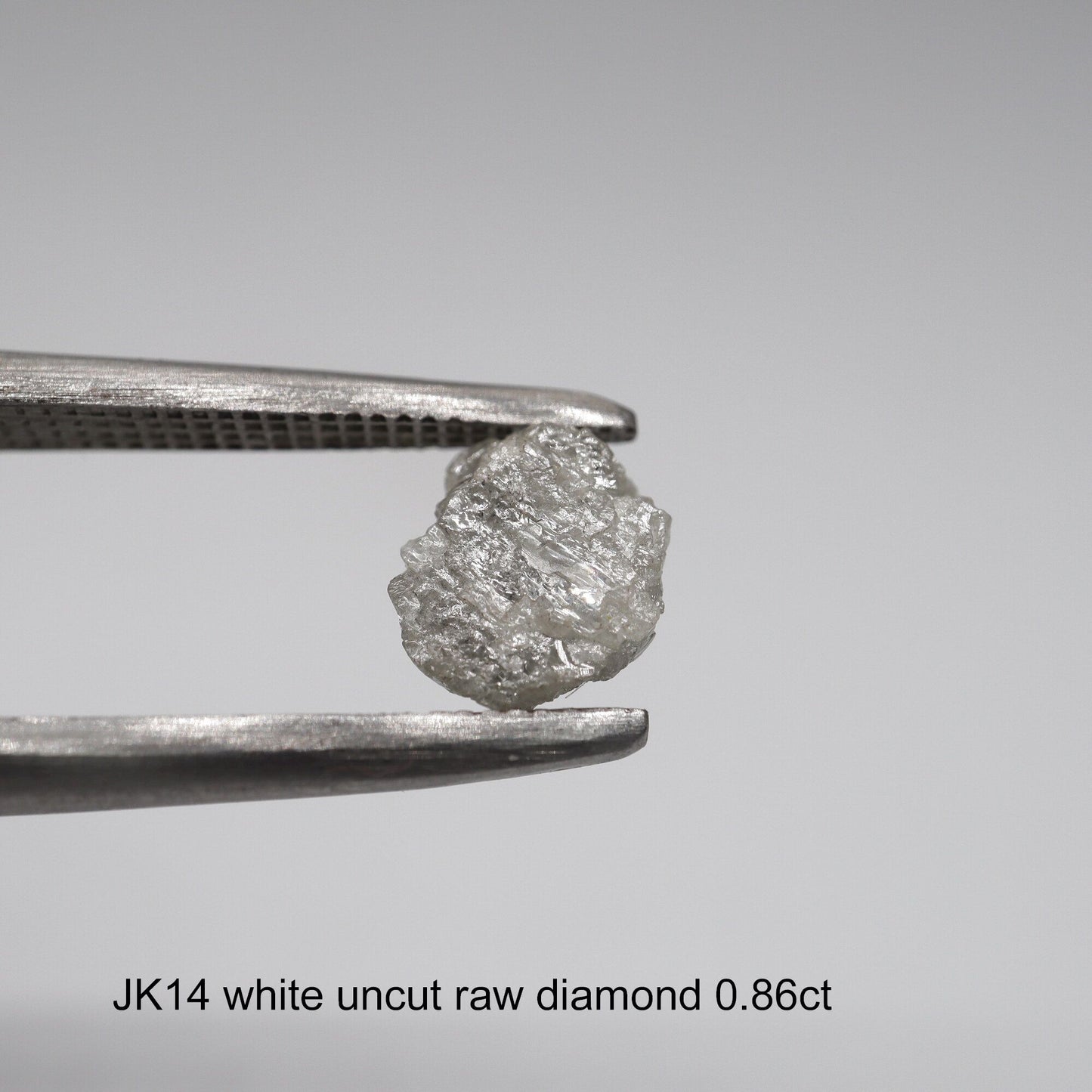 Uncut raw white diamond solitaire ring, 0.86ct. (JK14)