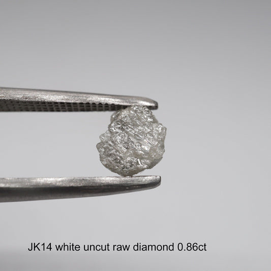 Uncut raw white diamond solitaire ring, 0.86ct. (JK14)
