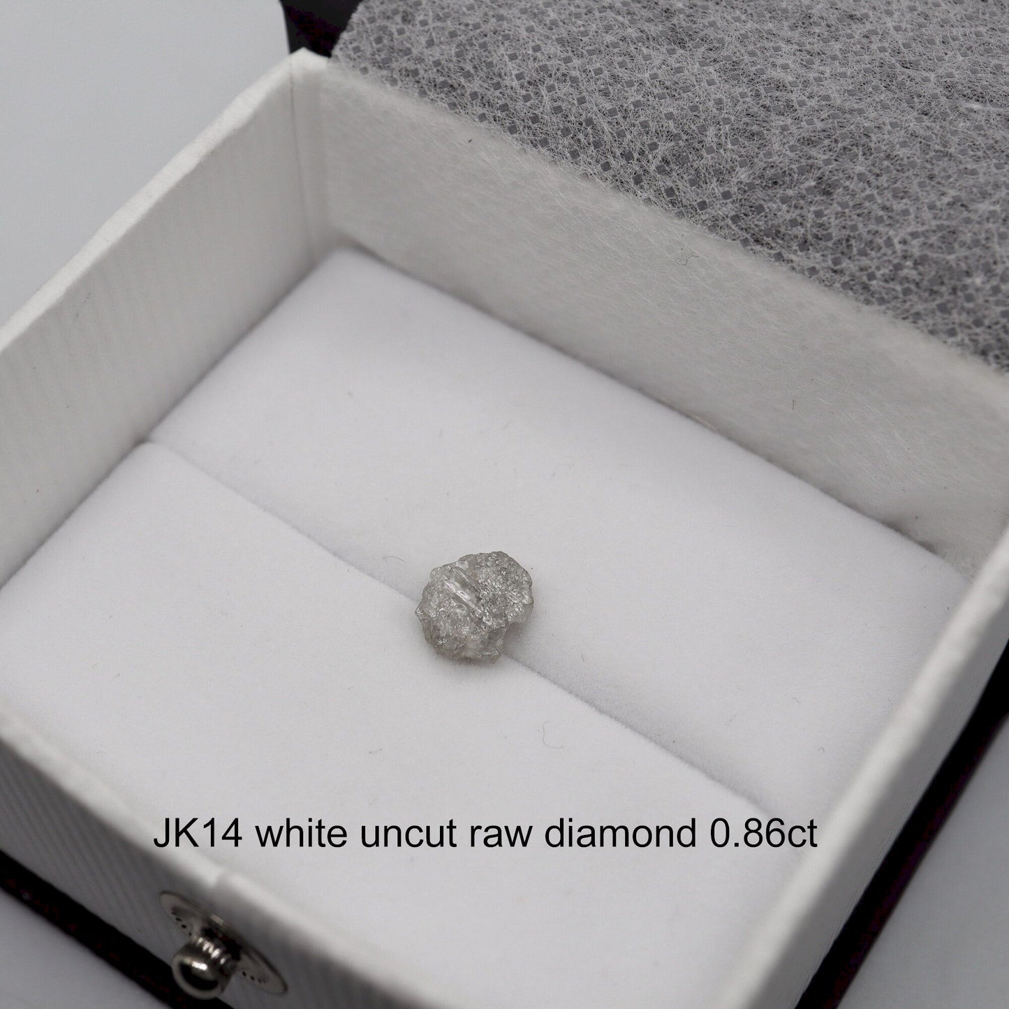 Uncut raw white diamond solitaire ring, 0.86ct. (JK14)