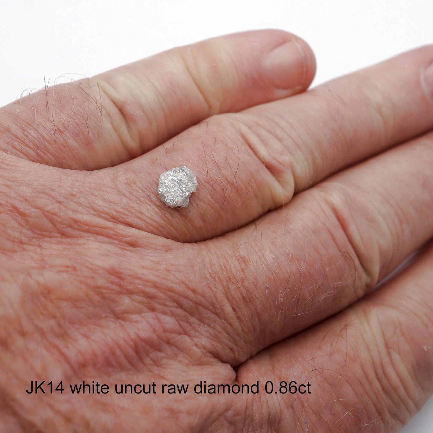 Uncut raw white diamond solitaire ring, 0.86ct. (JK14)