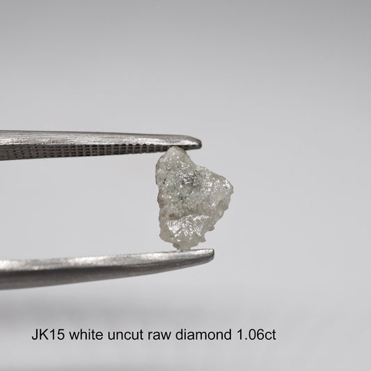 Uncut raw white diamond solitaire ring, 1.06ct. (JK15)