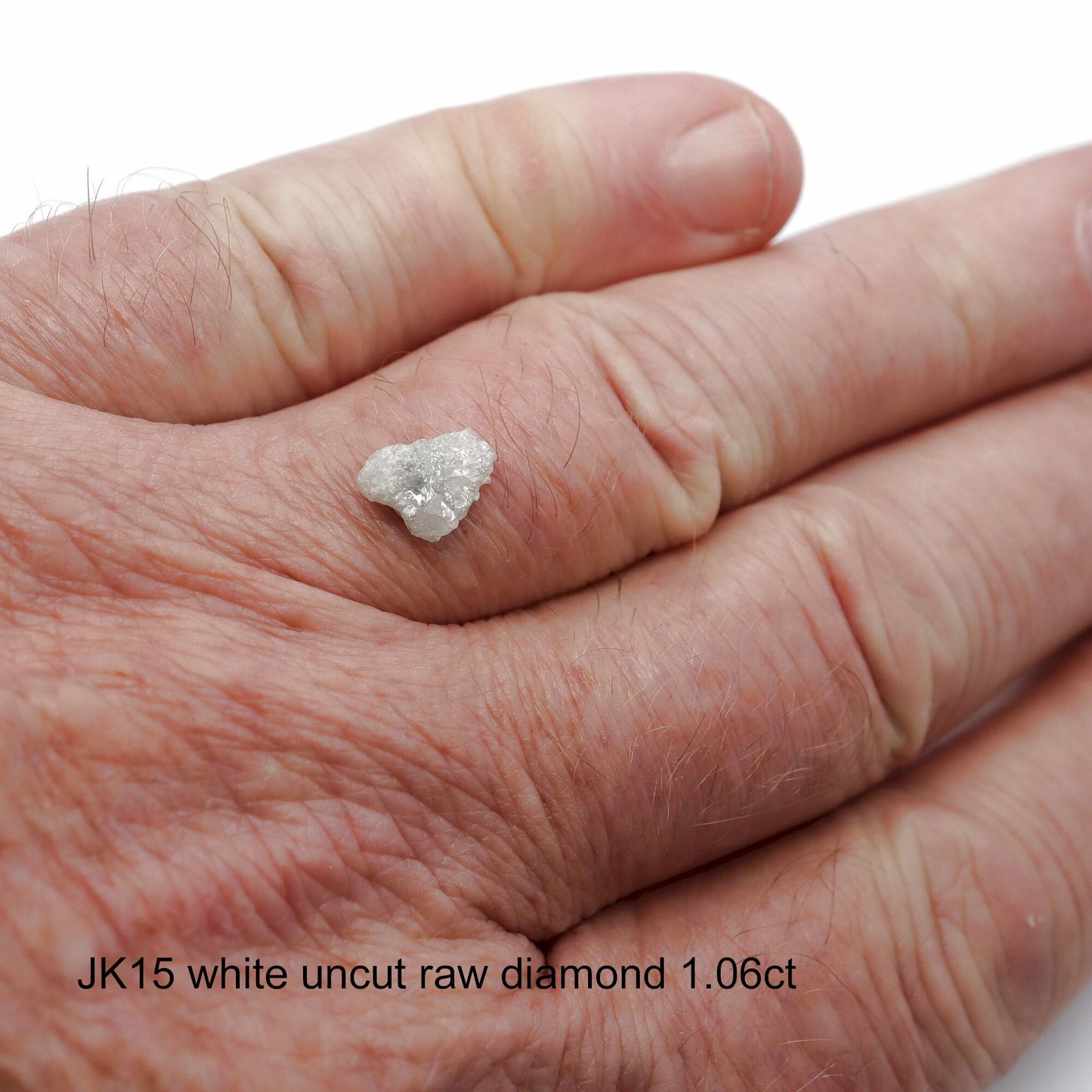 Uncut raw white diamond solitaire ring, 1.06ct. (JK15)