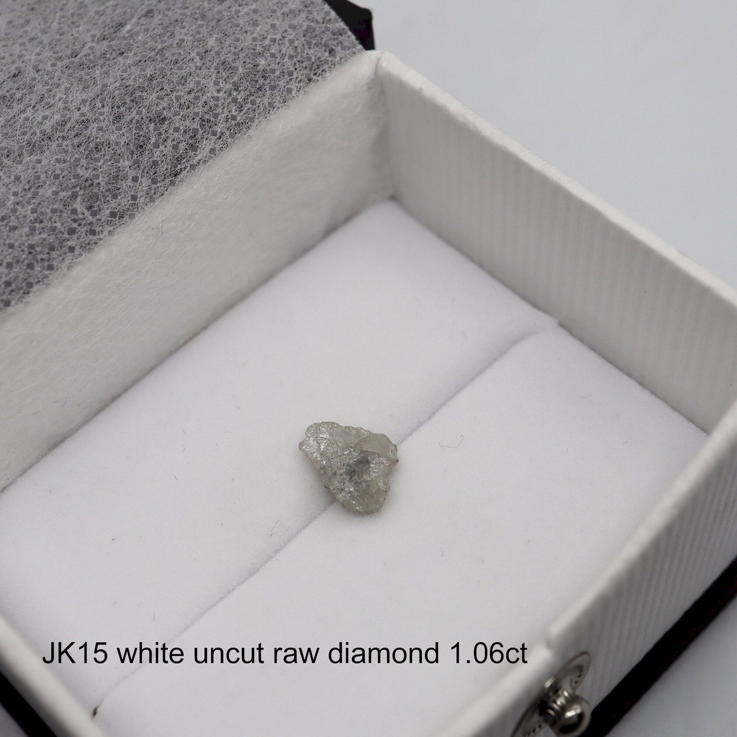 Uncut raw white diamond solitaire ring, 1.06ct. (JK15)