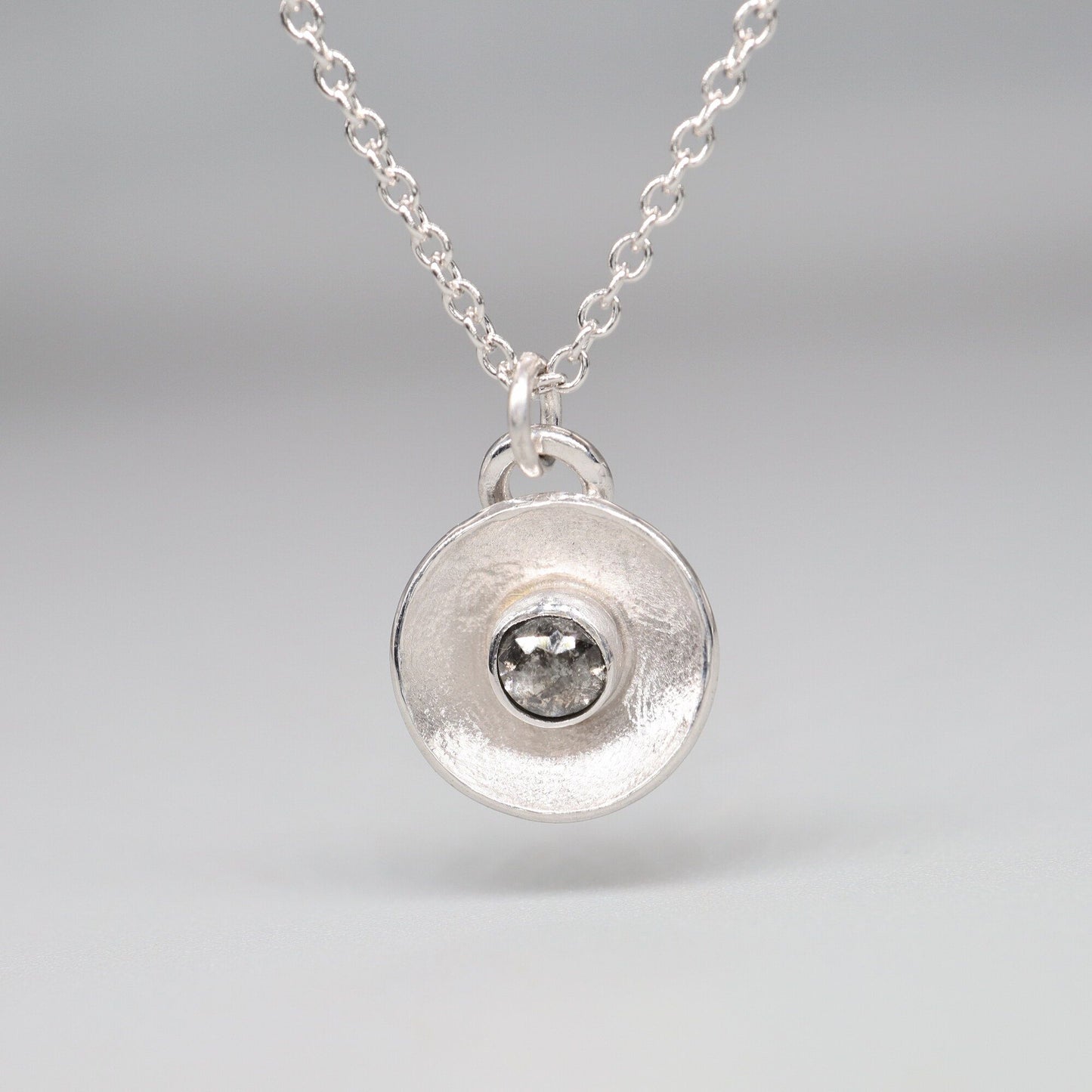 Salt and Pepper white gold diamond pendant, Water Droplets design.