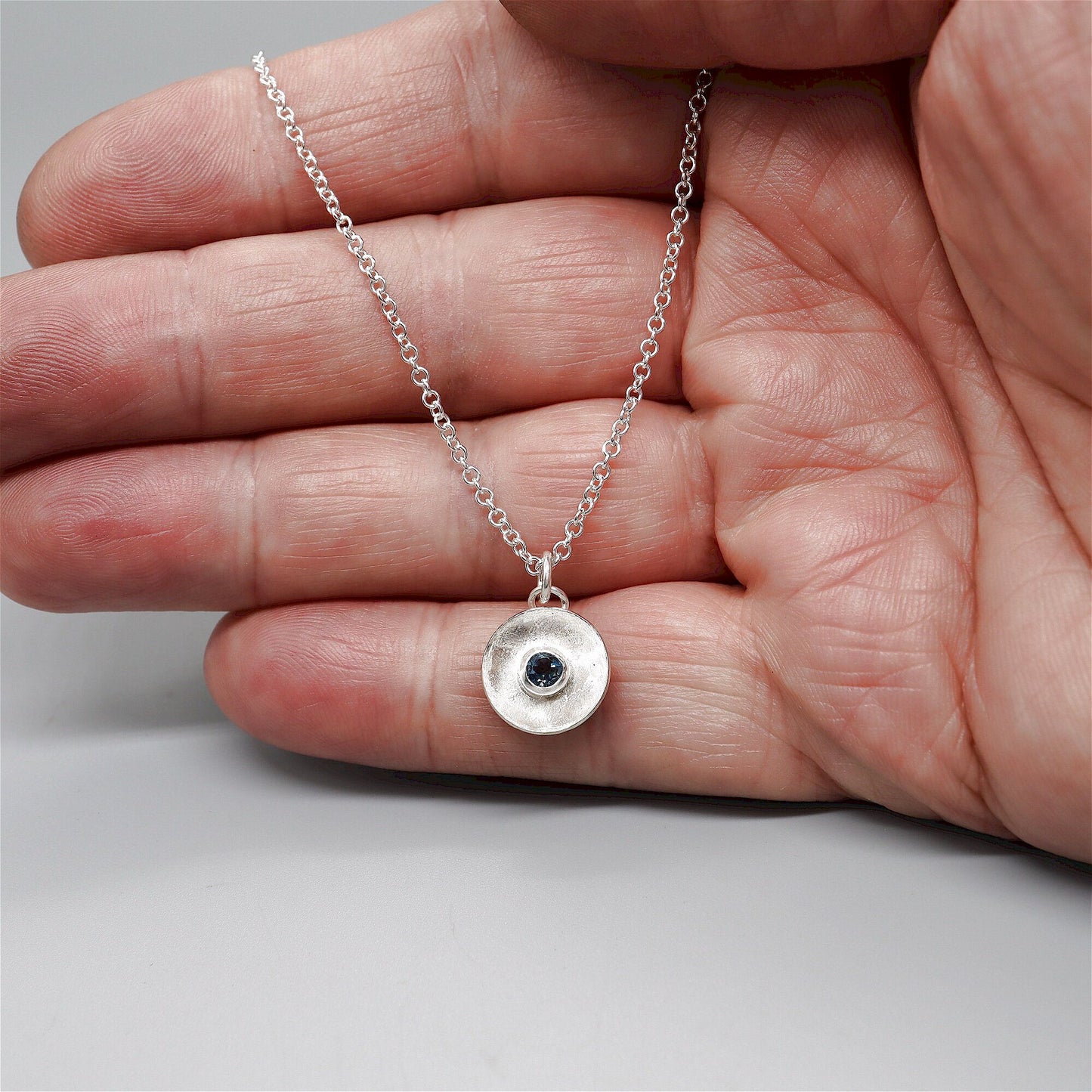 Blue Topaz pendant, silver Water Droplets design.