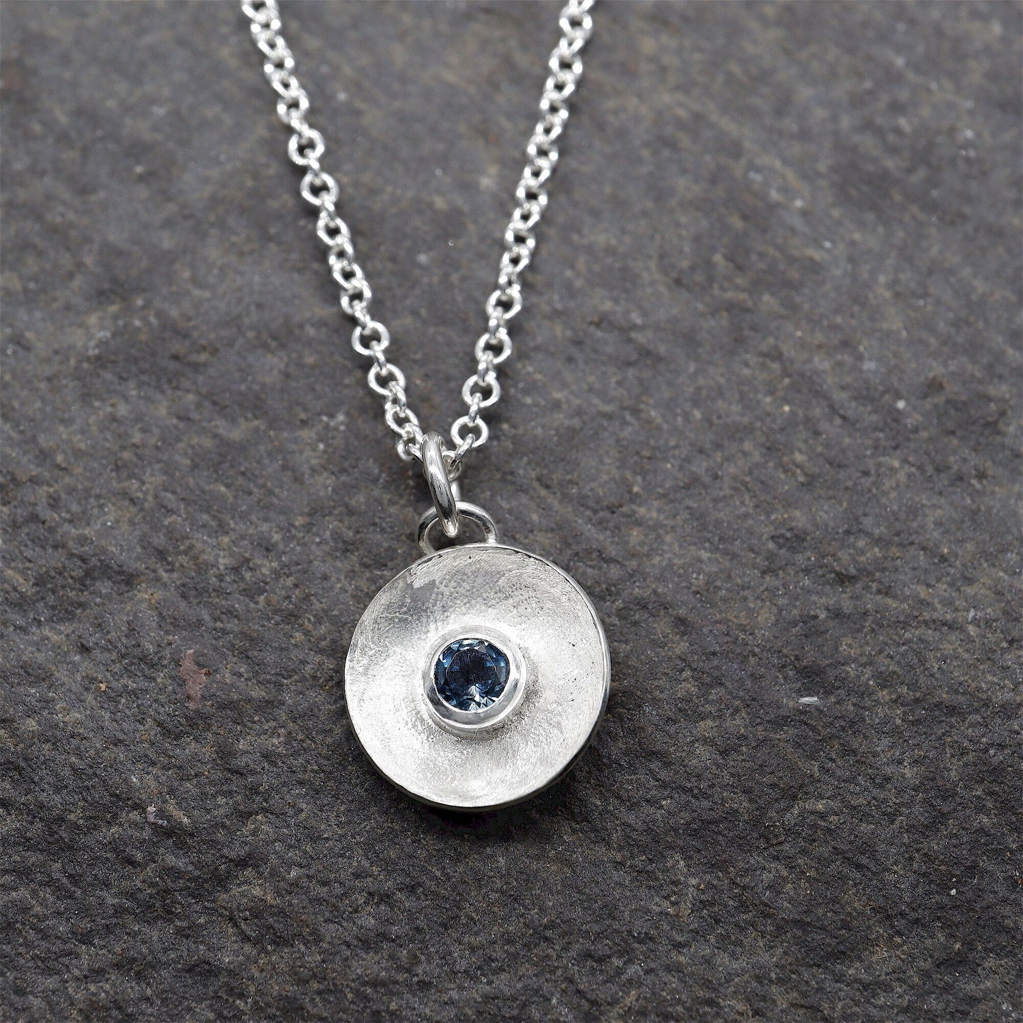 Blue Topaz pendant, silver Water Droplets design.