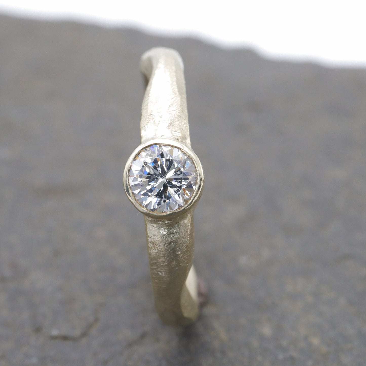 Beach Sand solitaire 0.33ct diamond 18ct yellow gold design ring.