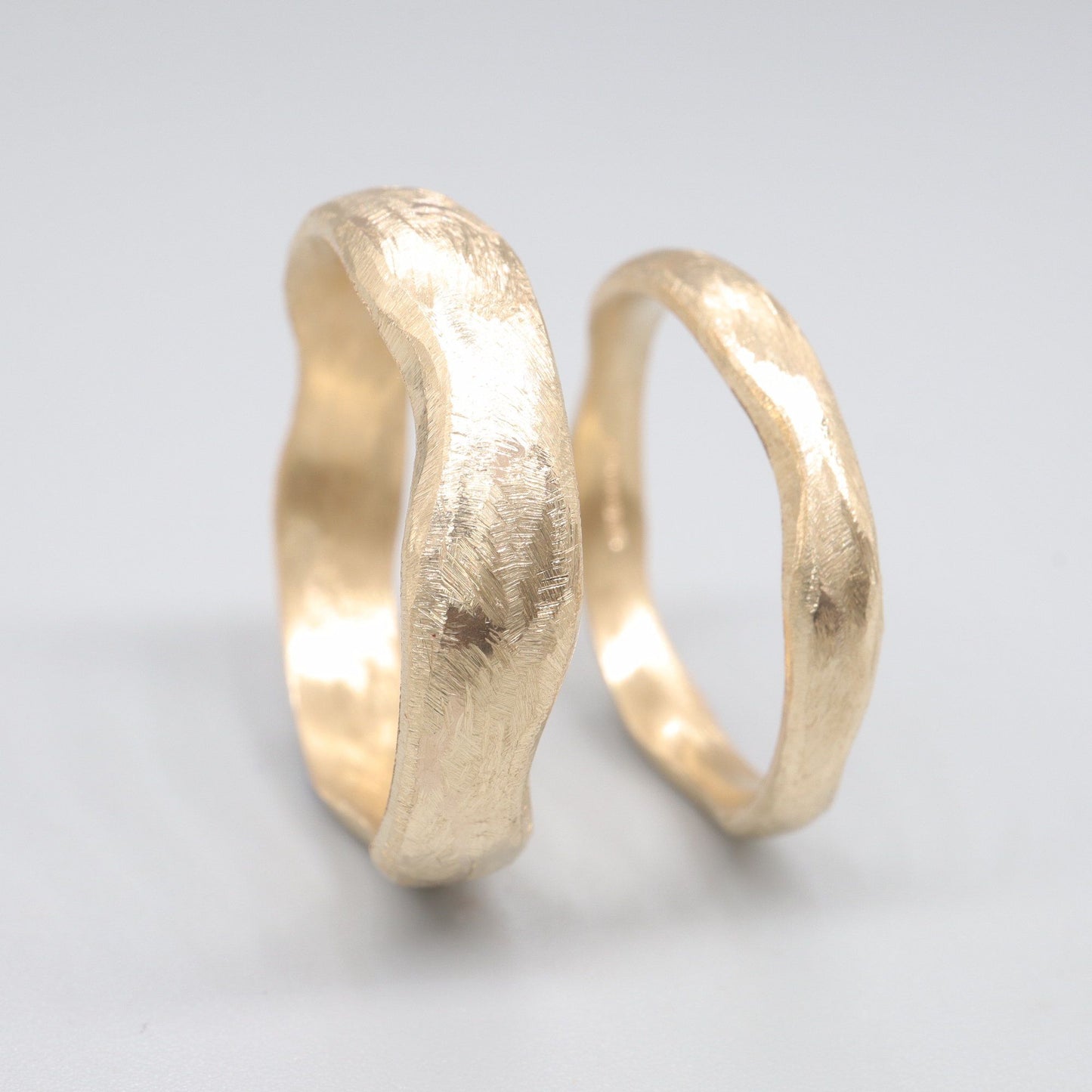 Beach Sand designer unique wedding ring sets in gold