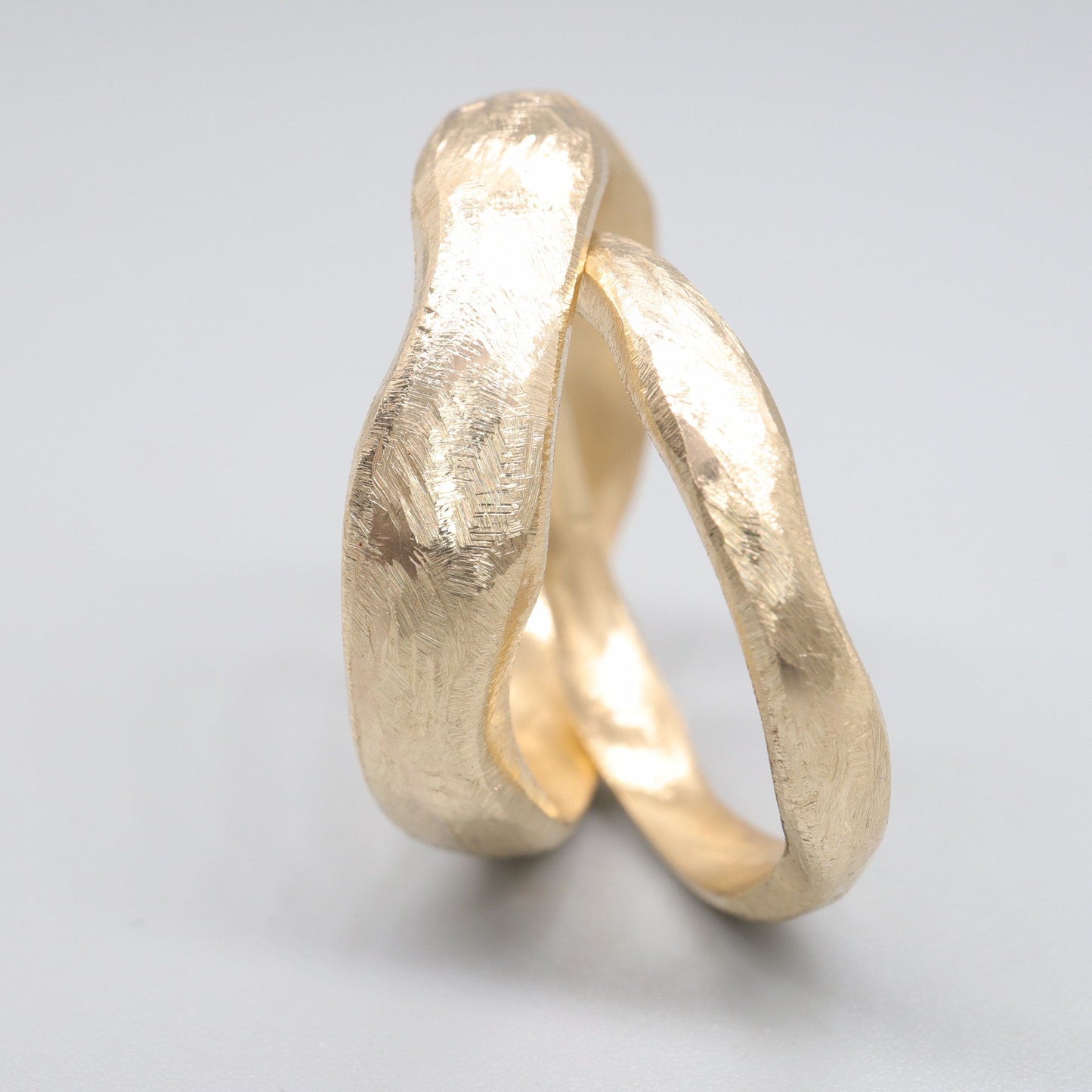 Beach Sand designer unique wedding ring sets in gold