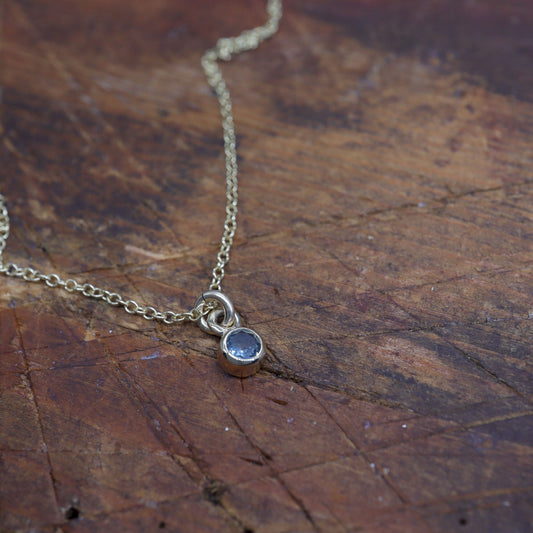 Aquamarine gold pendant with chain. March Birthstone