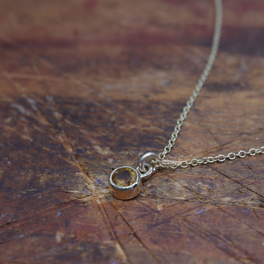 Yellow gold Citrine pendant with chain. November Birthstone