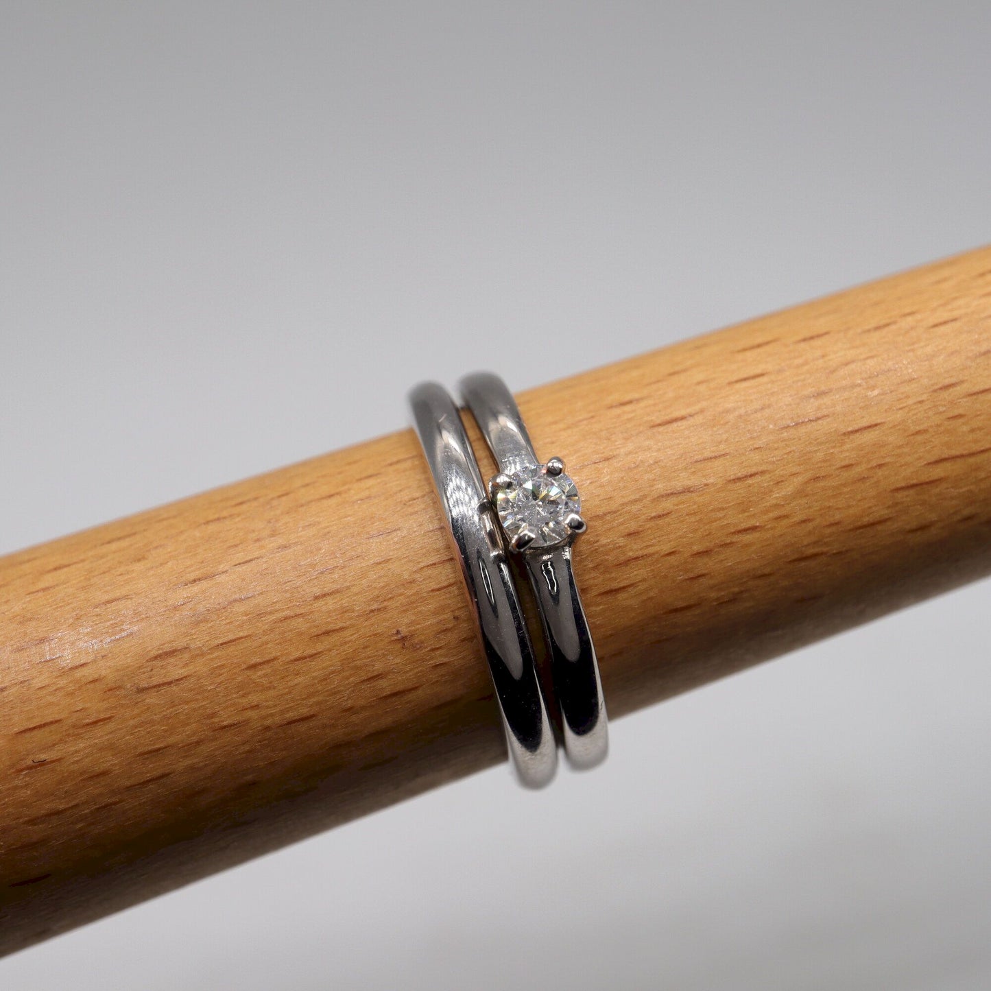 Diamond bridal set, white gold, Carlisle design 2mm bands.