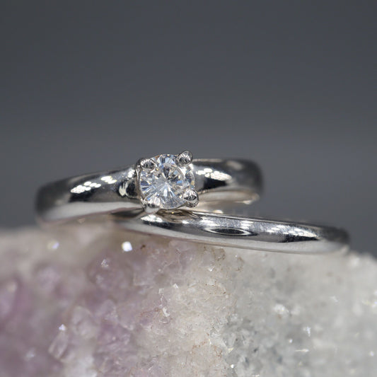 Diamond bridal set, larger white gold, Carlisle design 0.25ct and 2mm wedding band.