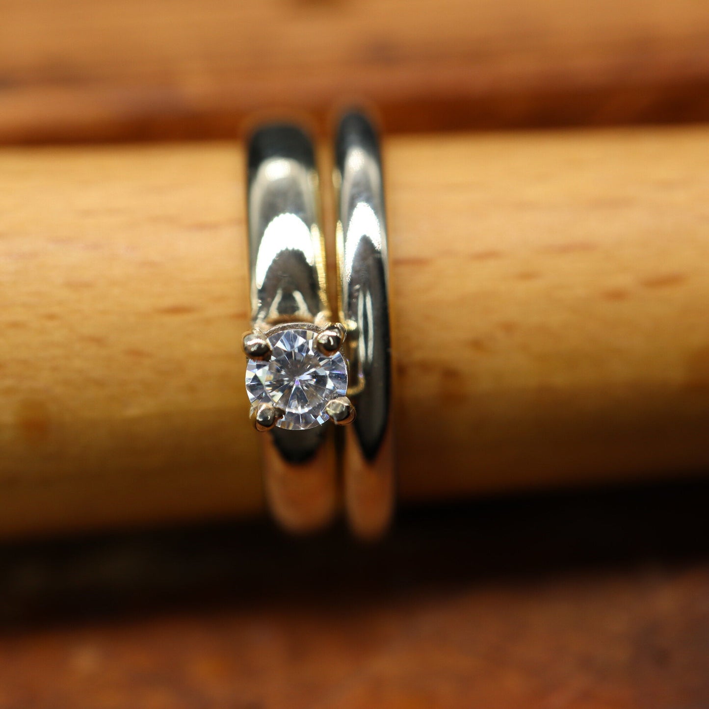 Diamond bridal set, larger gold Carlisle design, 0.25ct 3mm band and 2mm wedding band.