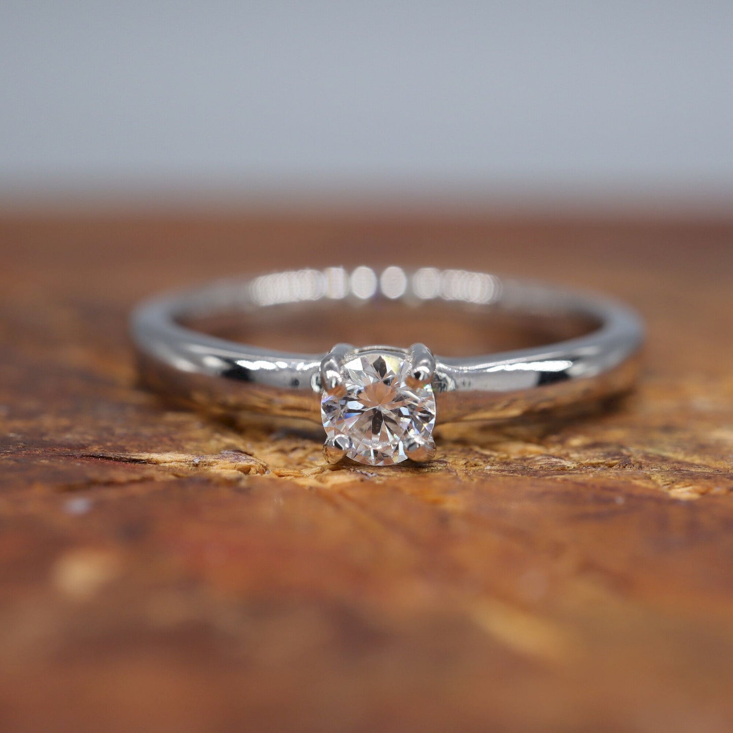 Diamond solitaire white gold ring, Carlisle design.