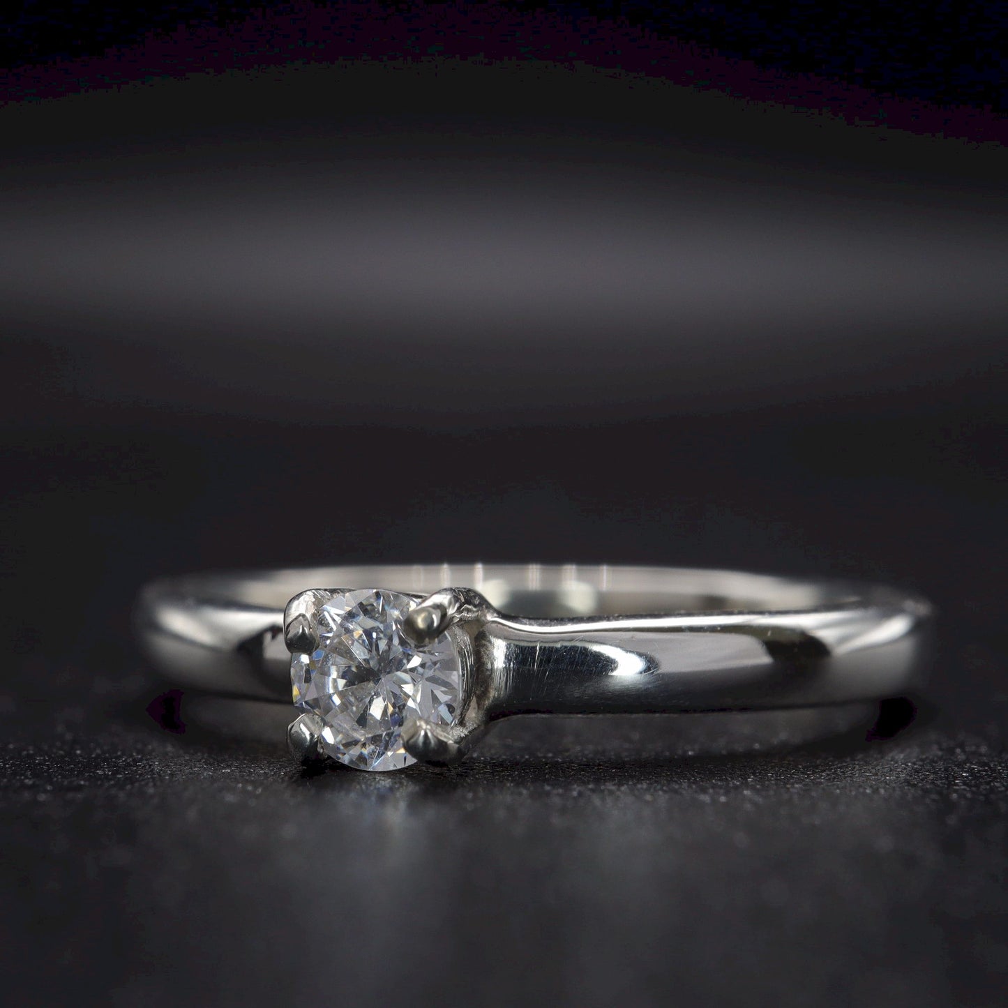 Solitaire diamond white gold Carlisle handmade ring.