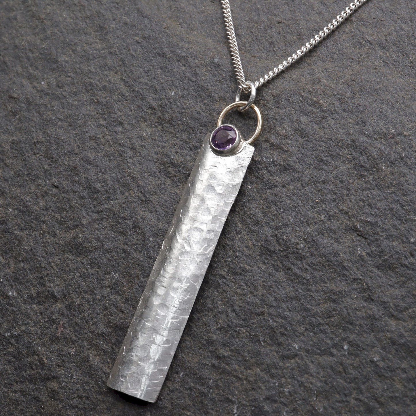 Fells and Crags Amethyst gold, silver pendant design