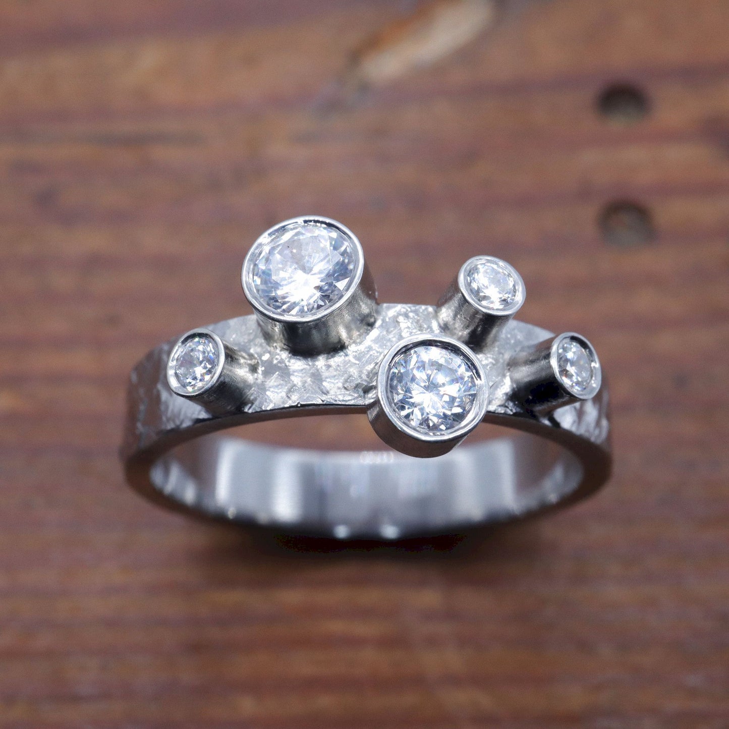 Cocktail ring, white gold diamond original Kendal design