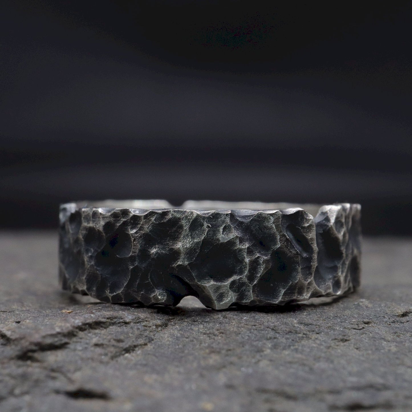 Lakeland Rock mens wedding, promise or engagement ring with a hand carved design.