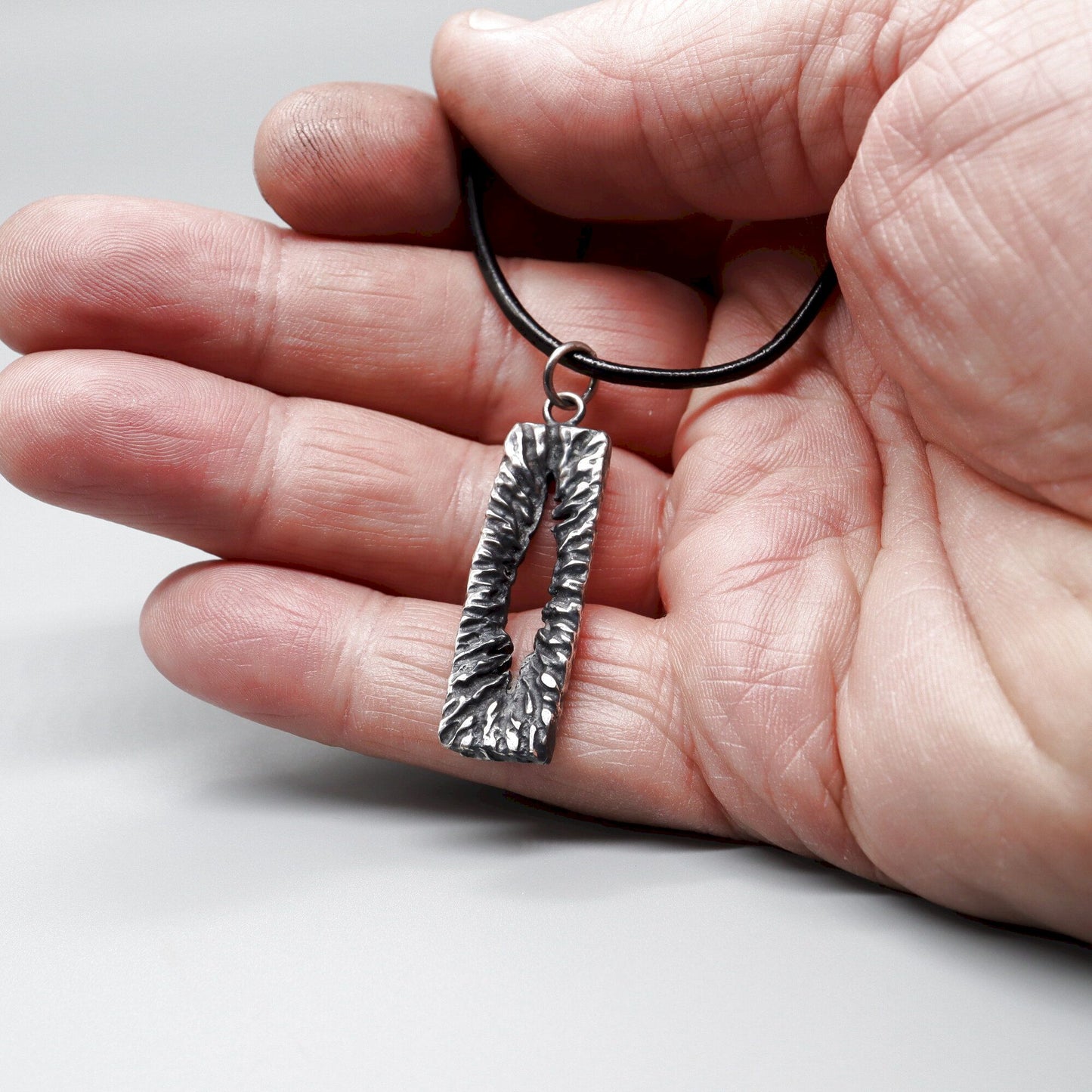 Silver mens pendant - The Crack, Lakeland Rock design, original mens jewellery