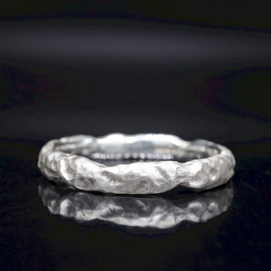 Silver narrow wedding ring - Lakeside design.