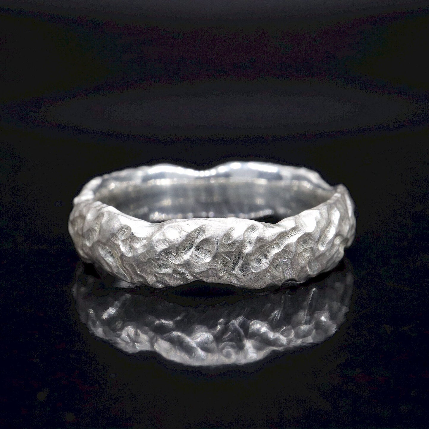 Silver broad wedding ring - Lakeside design.