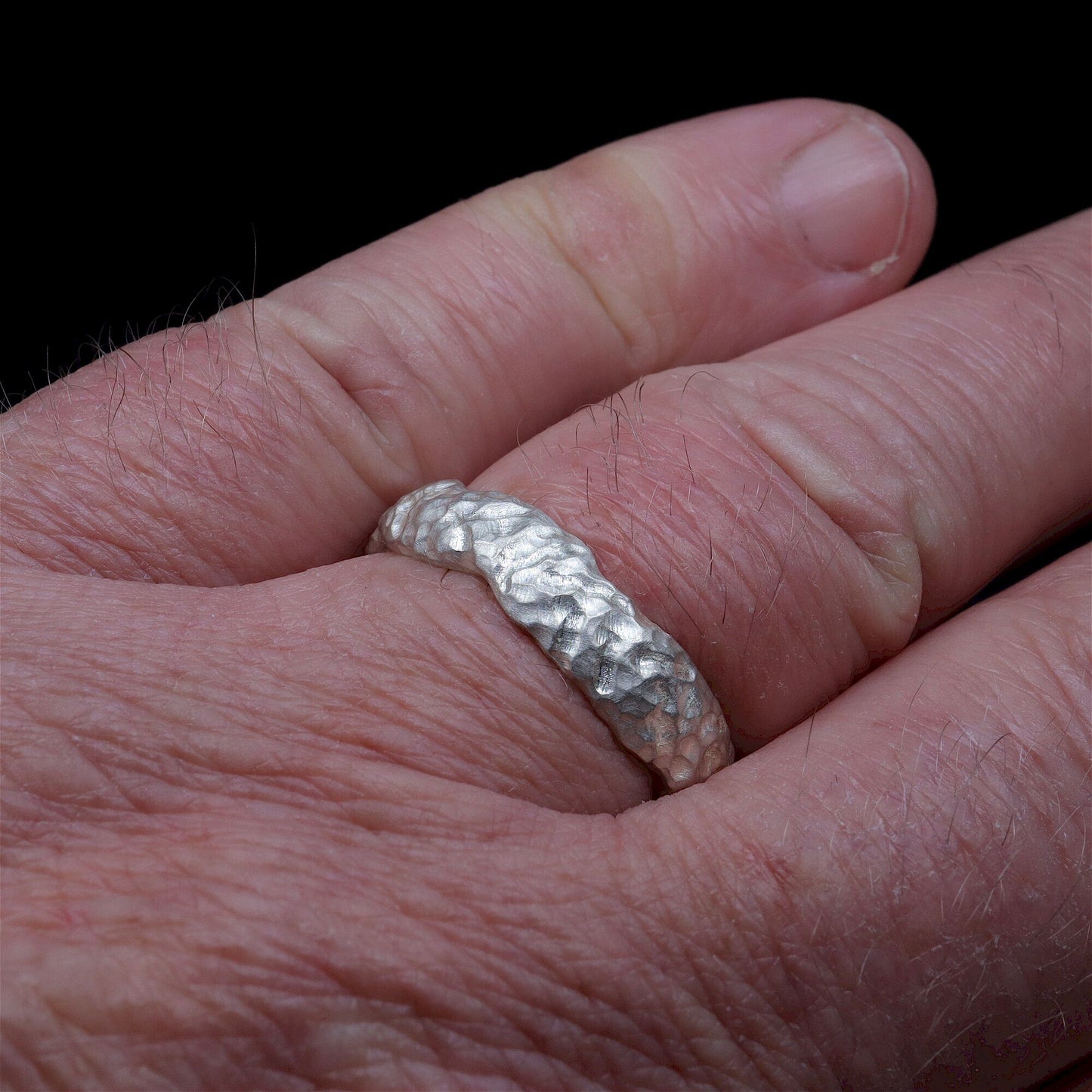 Silver broad wedding ring - Lakeside design.