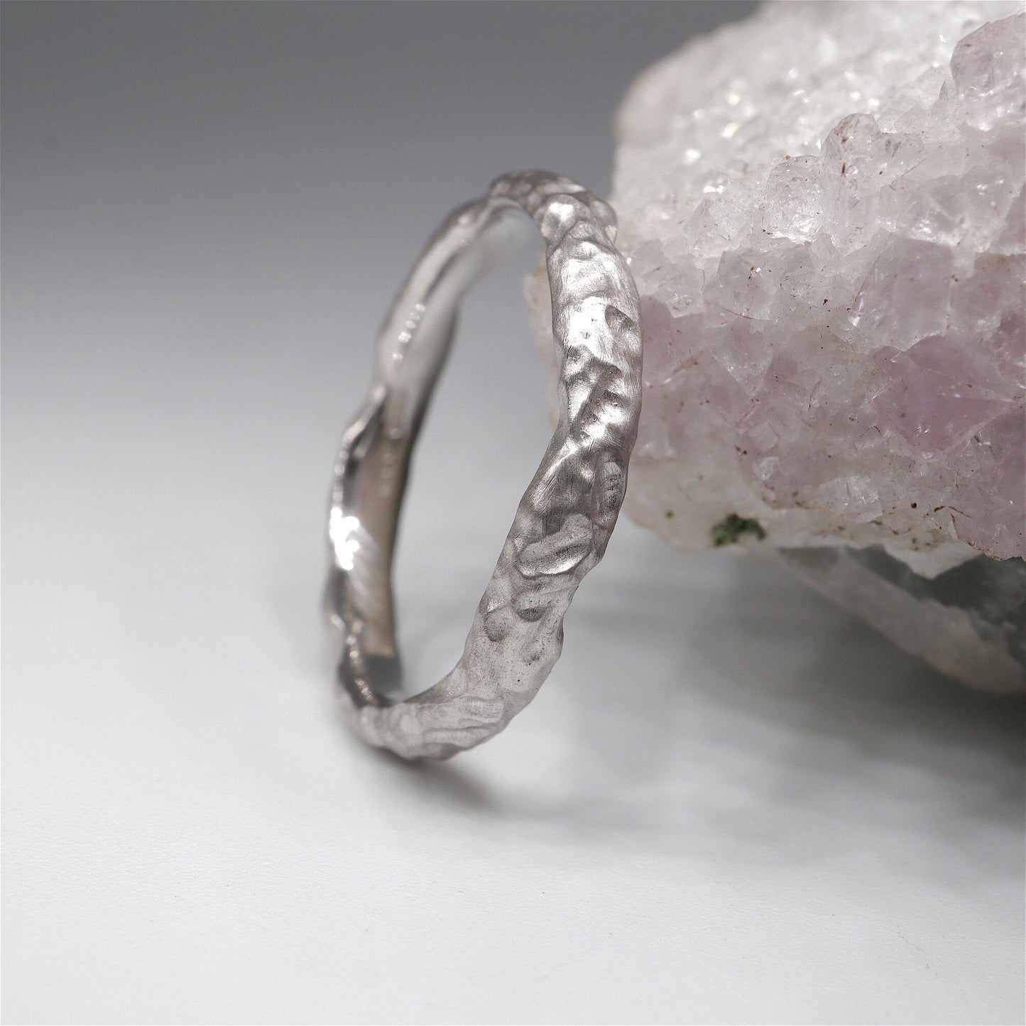 White gold narrow wedding ring - Lakeside design.