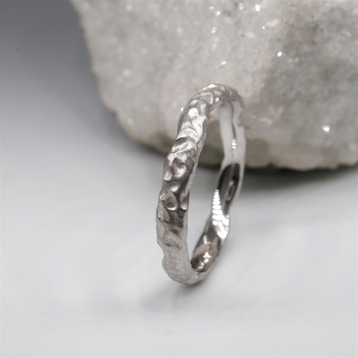 White gold narrow wedding ring - Lakeside design.