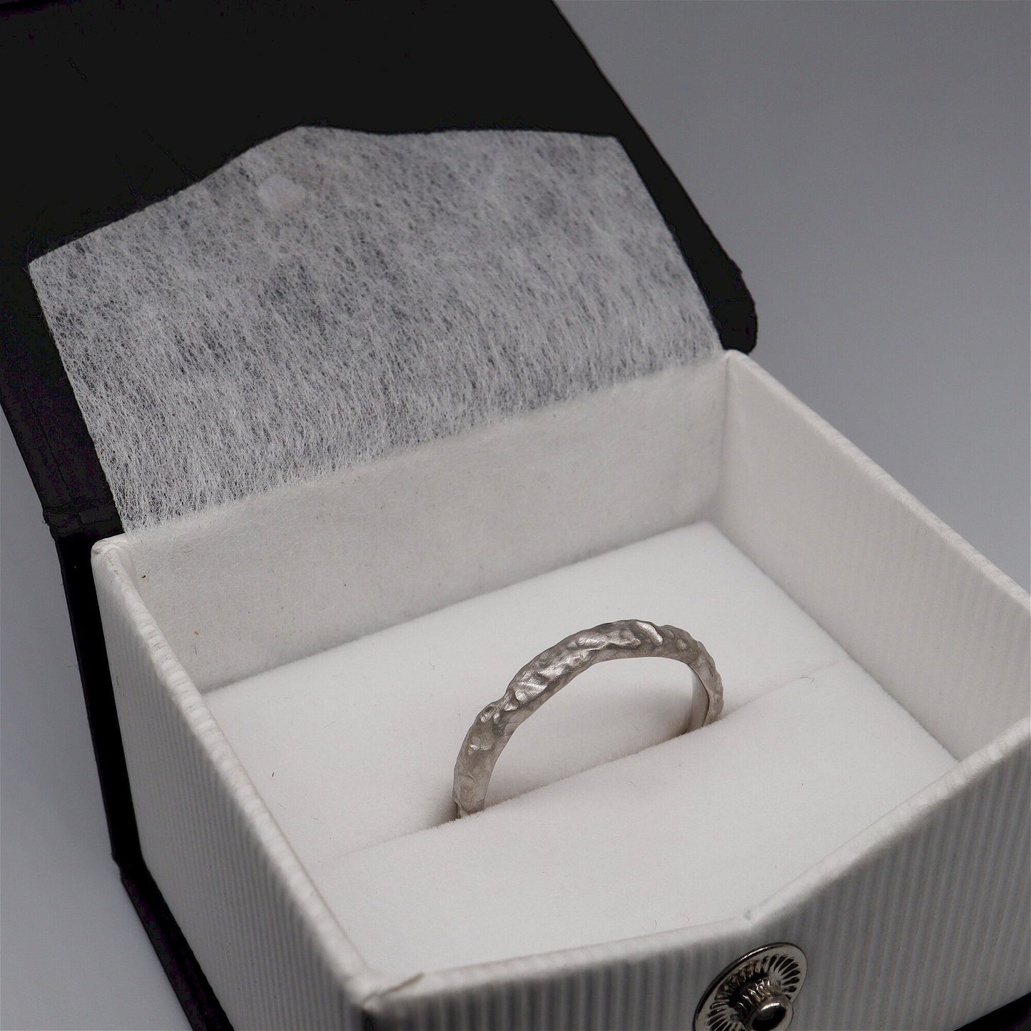 White gold narrow wedding ring - Lakeside design.