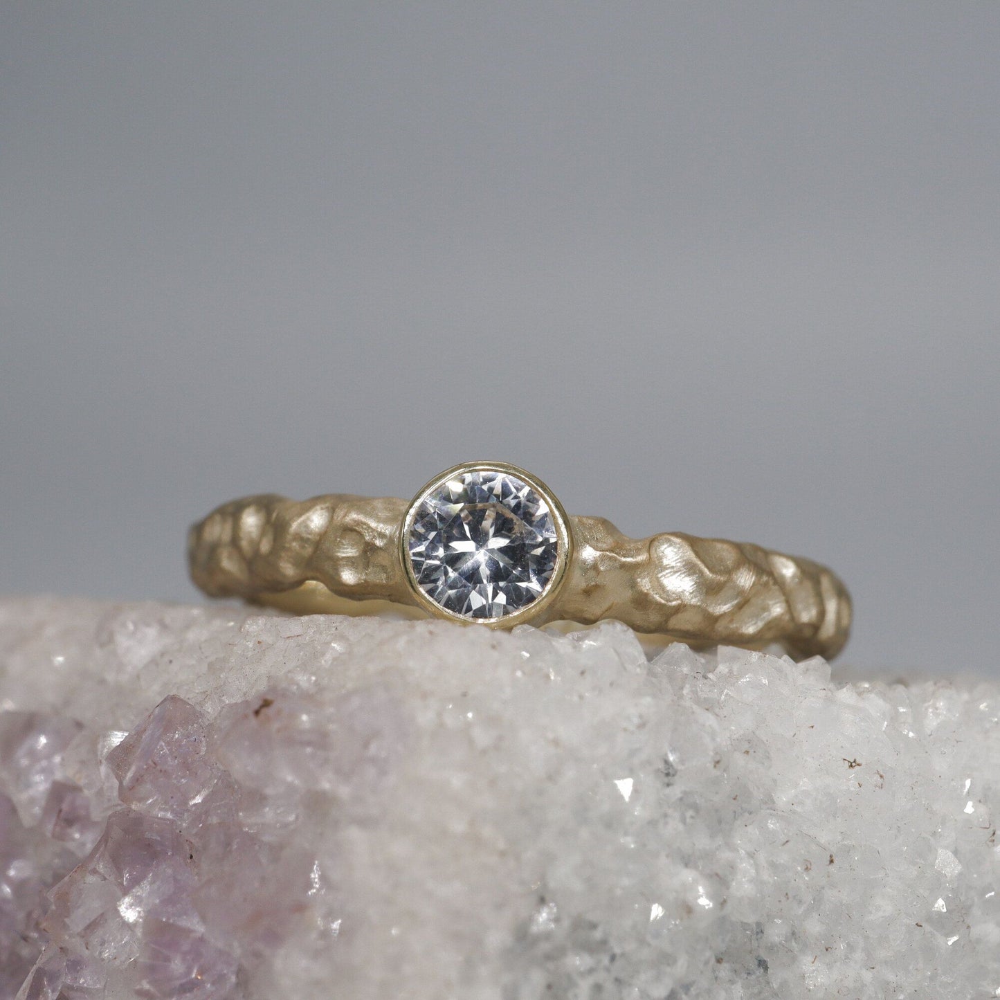 Diamond solitaire gold ring, Lakeside design