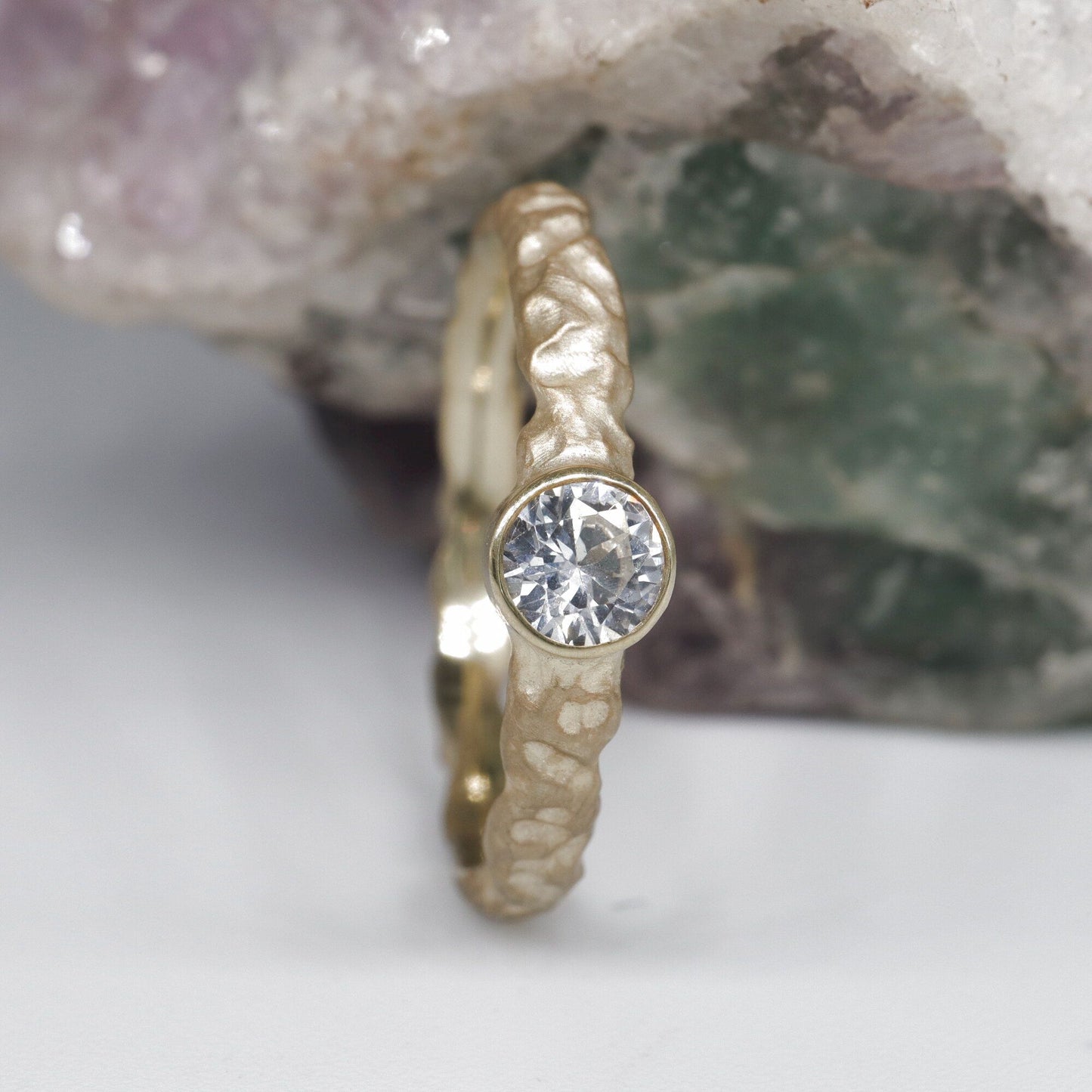 Diamond solitaire gold ring, Lakeside design