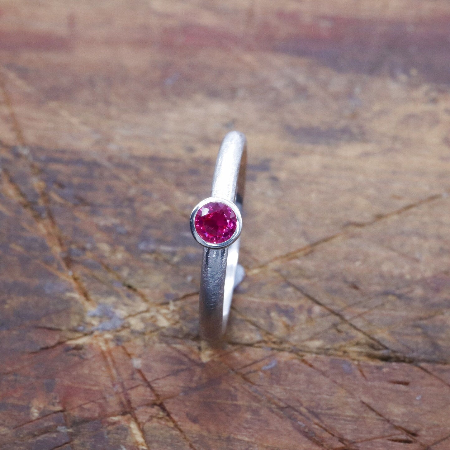Ruby solitaire ring, Mountain Raindrop design