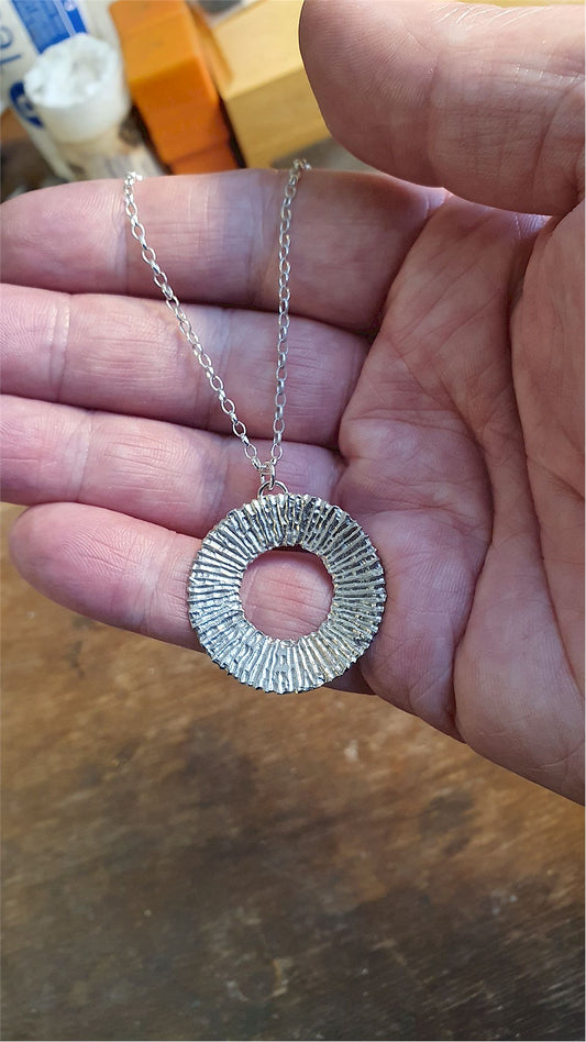 Silver handmade original pendant, Solar design