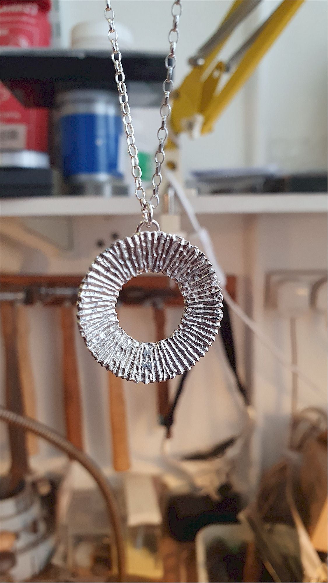 Silver handmade original pendant, Solar design