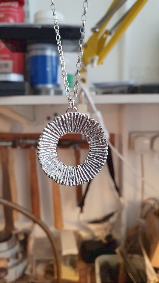 Silver handmade original pendant, Solar design