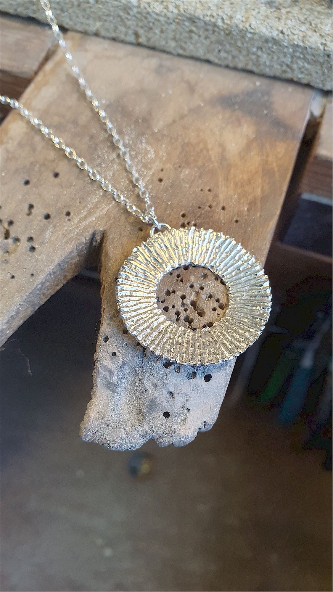 Silver handmade original pendant, Solar design