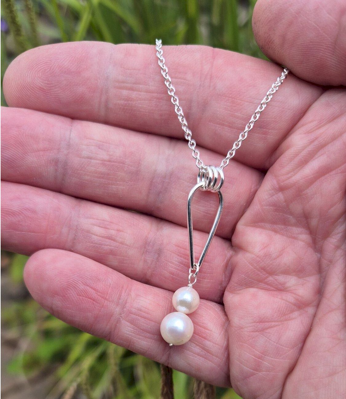 Small Water Tarn two pearl pendant.