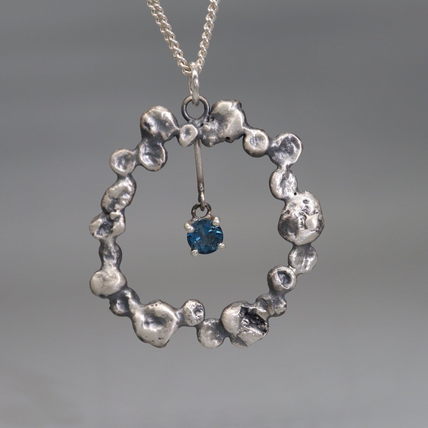 Blue Topaz set, silver pendant - Stepping Stones handmade original jewellery design. Ref KD21