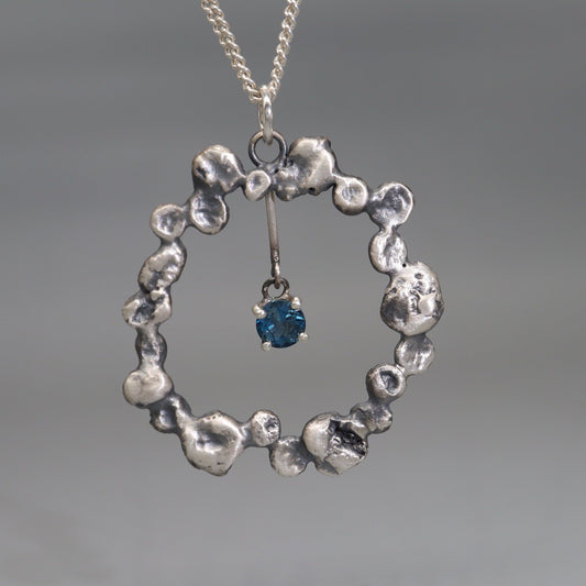 Blue Topaz set, silver pendant - Stepping Stones handmade original jewellery design. Ref KD21