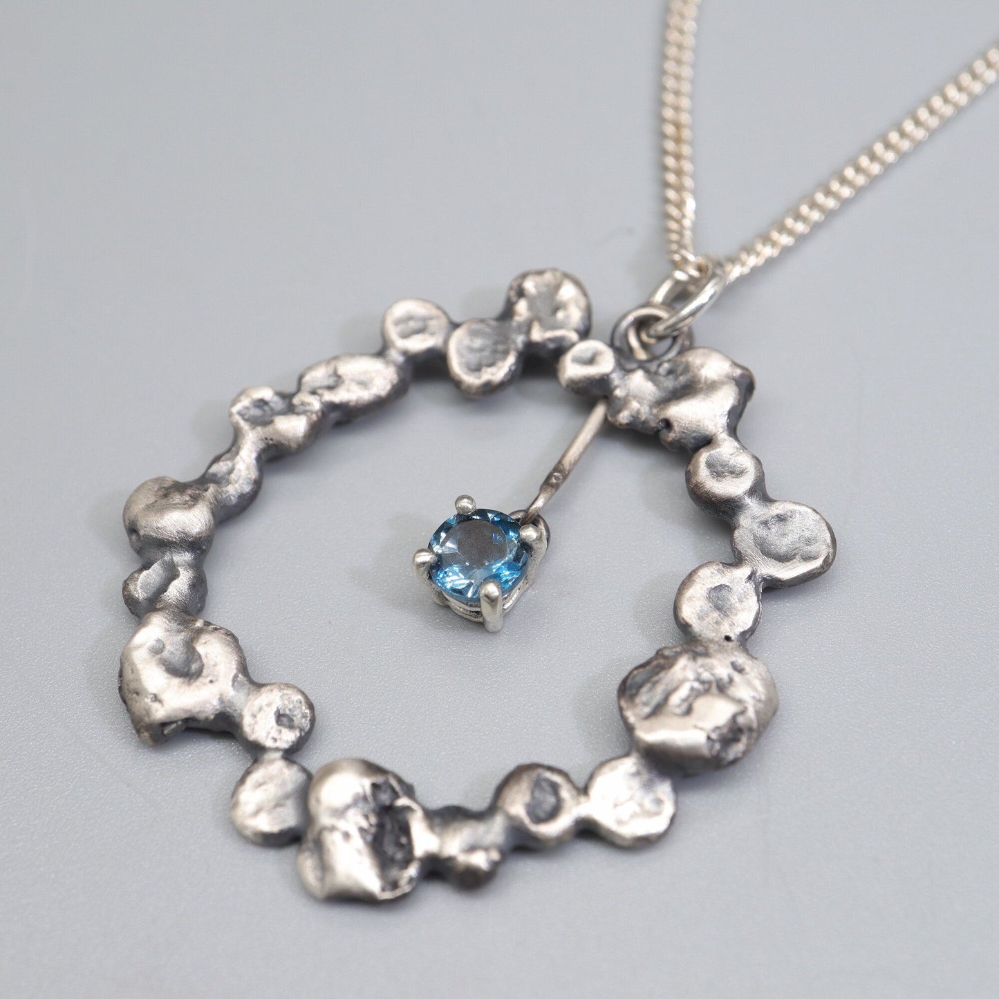 Blue Topaz set, silver pendant - Stepping Stones handmade original jewellery design. Ref KD21