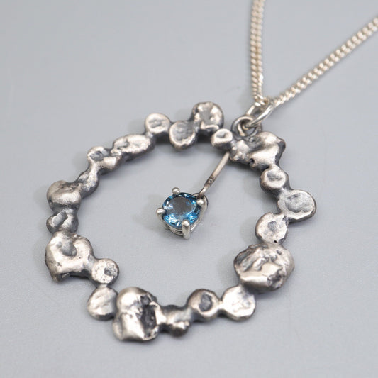 Blue Topaz set, silver pendant - Stepping Stones handmade original jewellery design. Ref KD21