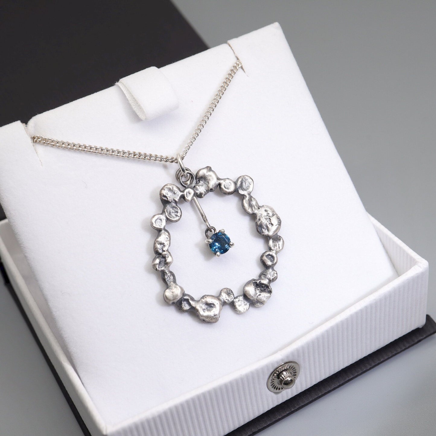 Blue Topaz set, silver pendant - Stepping Stones handmade original jewellery design. Ref KD21