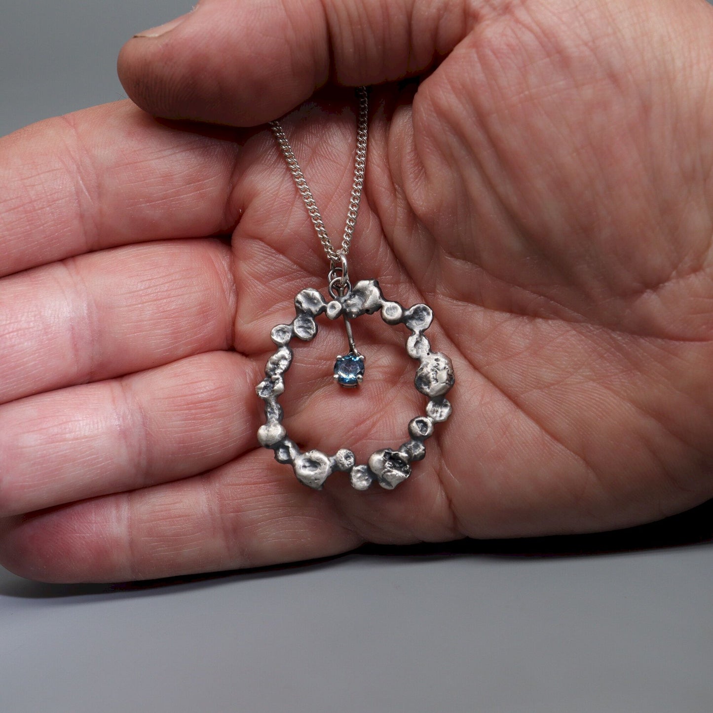 Blue Topaz set, silver pendant - Stepping Stones handmade original jewellery design. Ref KD21