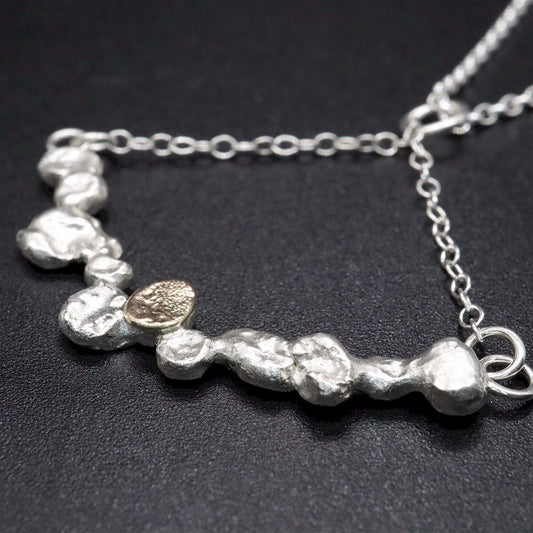 Silver and gold drop pendant - Stepping Stones handmade original jewellery design. Ref JF06