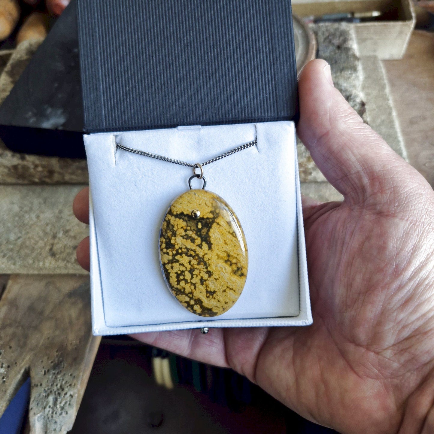 Large Ocean Jasper oval pendant